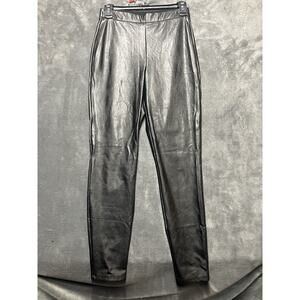 Express Pants Woman’s M Black Pleather Faux Leather Stretch Pull On Motorcycle